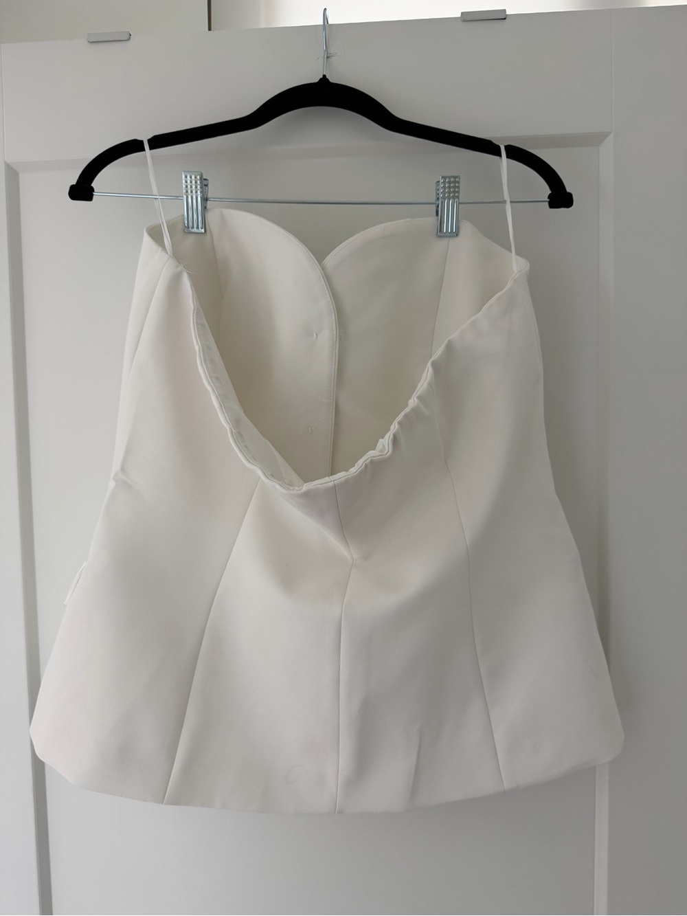 ZARA Ivory Strapless Blazer Top with Covered Buttons - Picture 4 of 5